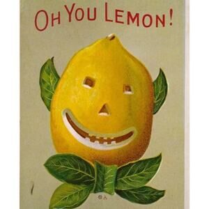 Halloween Postcard Fantasy Anthropomorphic Dressed Lemon Head JOL Man Nash 1910